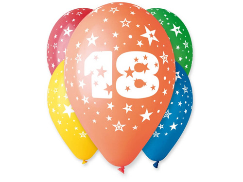 18th Birthday Balloons - 30 cm - 5 pcs