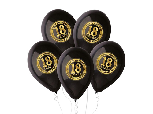 18th Birthday Balloons - 30 cm - 5 pcs.