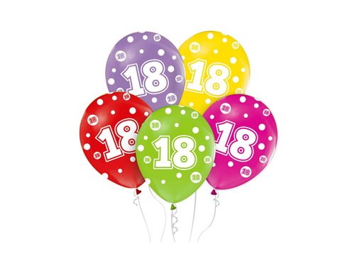 18th Birthday pastel Balloons - mix colours - 5 pcs