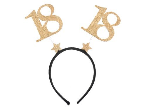 18th birthday headband - gold - 1 pc