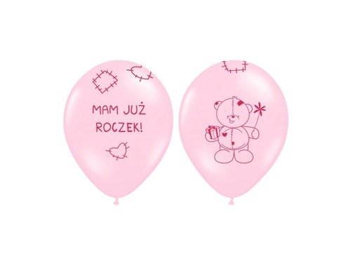 1st Birthday Balloons Girls "mam już roczek" - 30 cm - 5 pcs