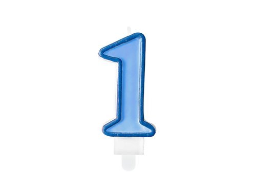 1st Birthday Candle number one "1" - blue - 1 pc