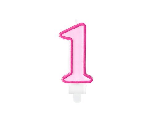 1st Birthday Candle number one "1" - pink - 1 pc