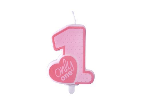 1st Birthday Candle number one "Only One" - 8 cm - light pink - 1 pc