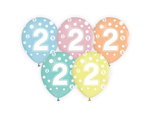 2nd Birthday pastel Balloons - mix colours - 5 pcs