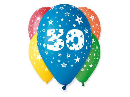 30th Birthday Balloons - 30 cm - 5 pcs.