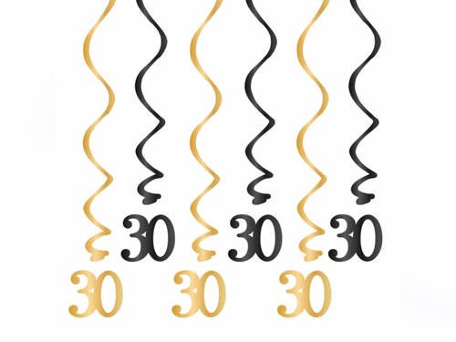 30th Swirls Decorations - 6 pcs