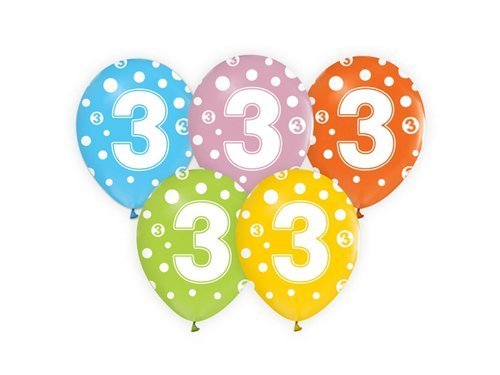 3rd Birthday pastel Balloons - mix colours - 5 pcs