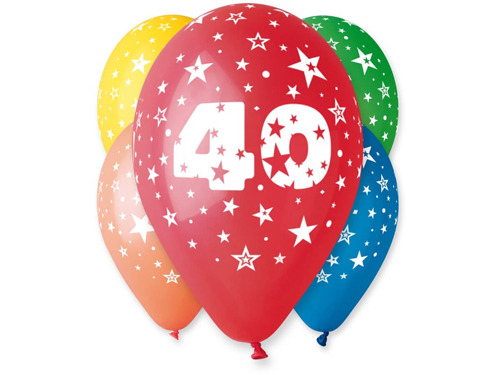 40th Birthday Balloons - 30 cm - 5 pcs.