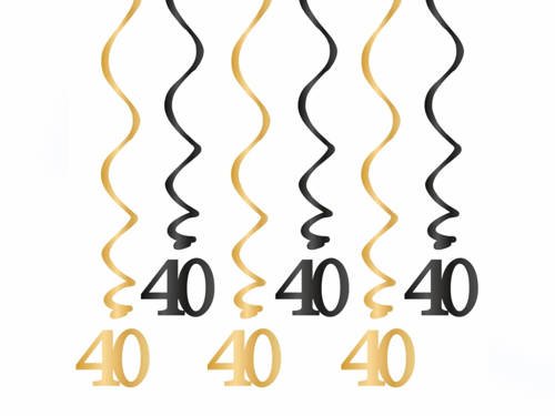 40th Swirls Decorations - 6 pcs