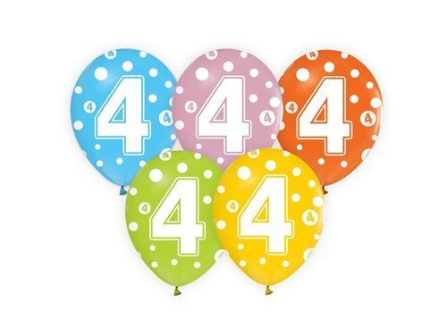 4th Birthday pastel Balloons - mix colours - 5 pcs