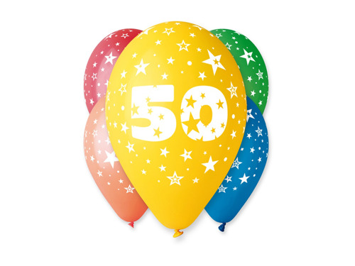 50th Birthday Balloons - 30 cm - 5 pcs.