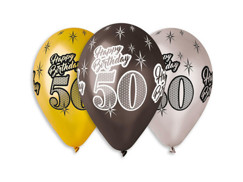 50th Birthday Balloons - 30 cm - 6 pcs