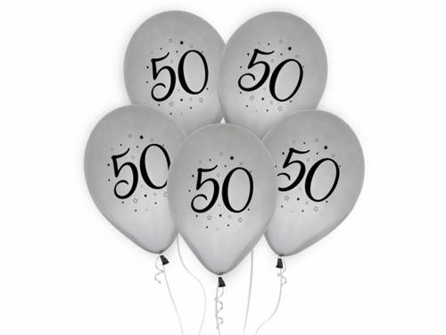 50th Birthday balloons - 30 cm - 5 pcs