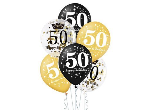 50th Birthday balloons - 30 cm - 6 pcs