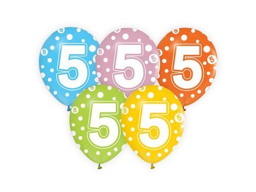 5th Birthday pastel Balloons - mix colours - 5 pcs