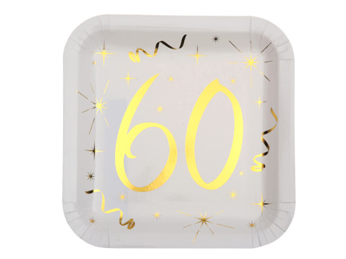 60 years white ages plate