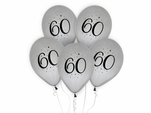 60th Birthday balloons - 30 cm - 5 pcs