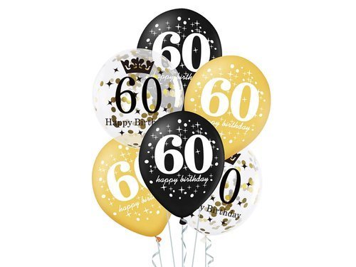 60th Birthday balloons - 30 cm - 6 pcs