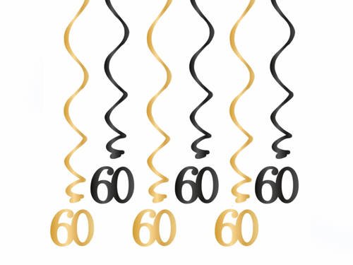 60th Swirls Decorations - 6 pcs