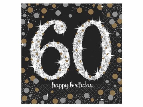 60th birthday napkins - 33cm - 16 pcs.