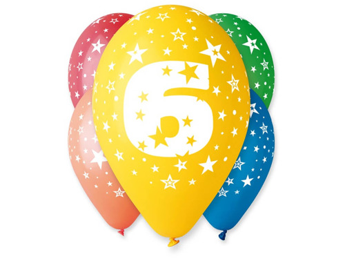 6th Birthday Balloons - 30 cm - 5 pcs.