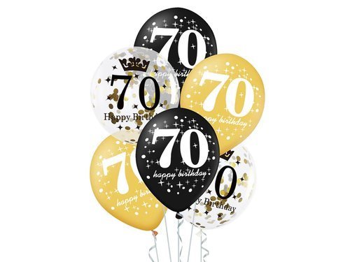 70th Birthday balloons - 30 cm - 6 pcs