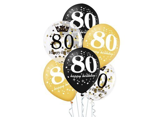 80th Birthday balloons - 30 cm - 6 pcs