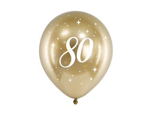 80th Birthday balloons - 30 cm - 6 pcs