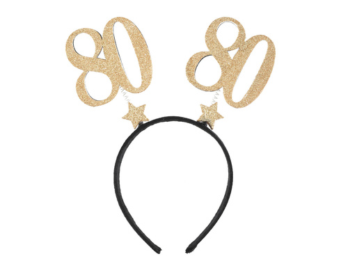 80th birthday headband - gold - 1 pc