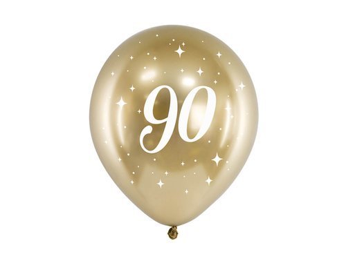 90th Birthday balloons - 30 cm - 6 pcs