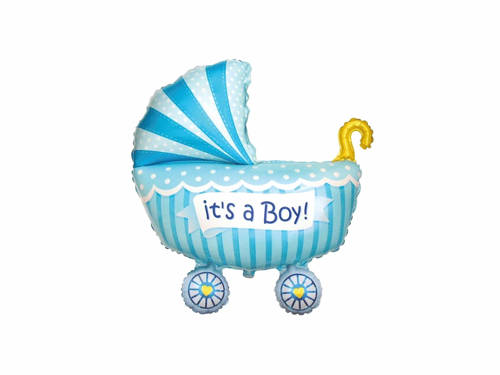 Baby Buggy Boy Foil Shape Balloon - 89 x 74 cm - 1 pc