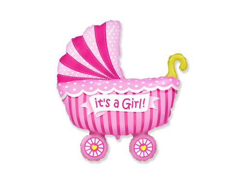 Baby Buggy Girl Foil Shape Balloon - 89 x 74 cm - 1 pc