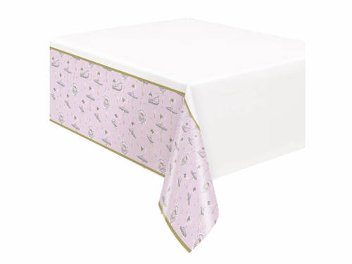 Ballerina Pink & Gold 1st Birthday Plastic Table Cover  137x213 cm