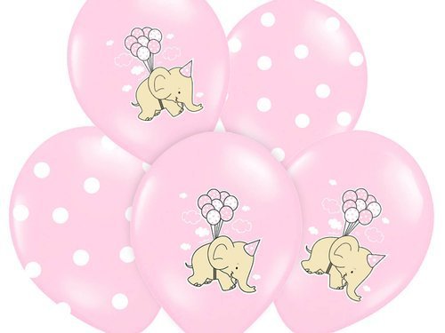 Balloons 12" "Elephant and dots" – mix, pink 60 pcs