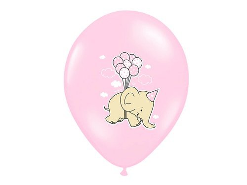 Balloons 12" "Elephant and dots" – mix, pink 60 pcs