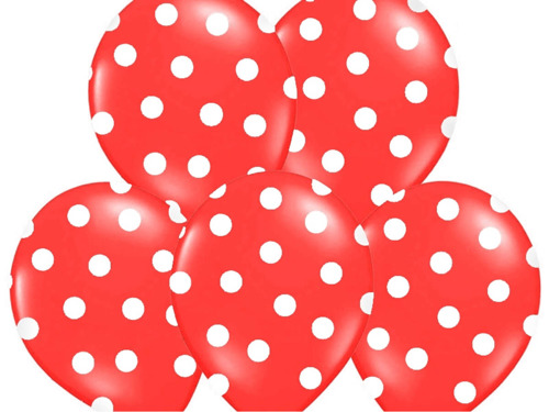 Balloons 12" Pastel Red "Dots", 50 pcs