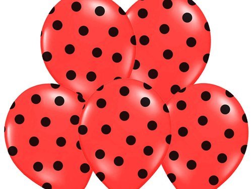 Balloons 12" Pastel Red "Dots", 6 pcs