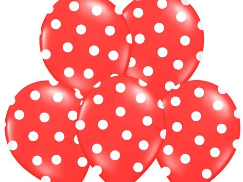 Balloons 12" Pastel Red "Dots", 6 pcs