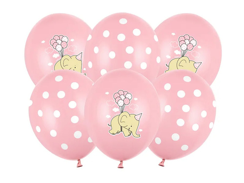 Balloons 14" "Elephant and dots" – mix, pink 5 pcs 1 szt.