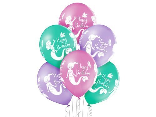 Balloons Birthday Mermaid 30 cm - 6 pcs