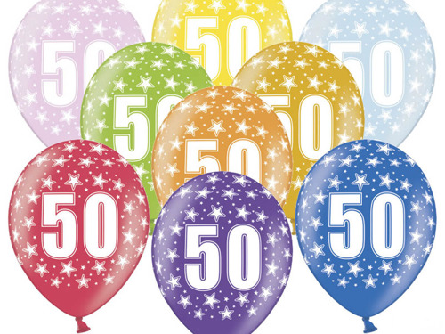 Balloons Metallic Mix "50th birthday" - 38 cm - 50 pc