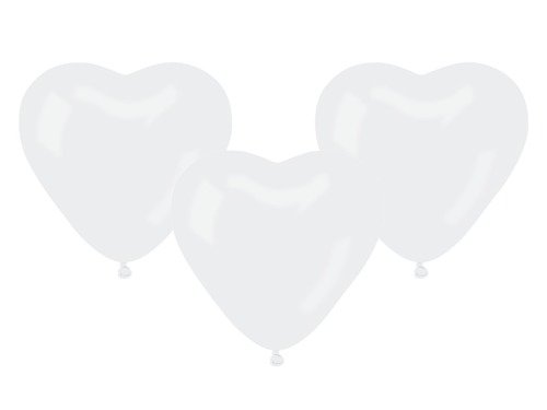 Baloniki białe serca - 29 cm - 50 szt.