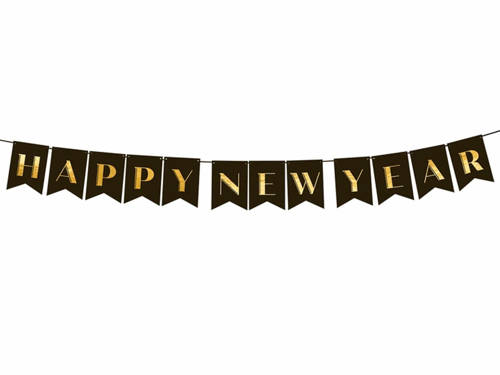 Banner Happy New Year black - 250 cm - 1 pc