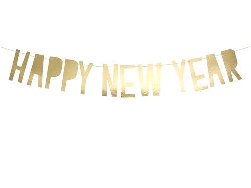 Banner Happy New Year gold - 10 x 90 cm - 1 pc
