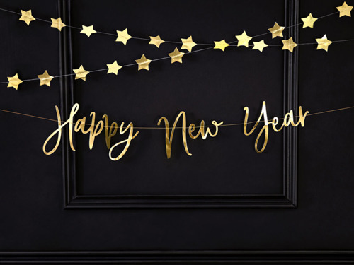 Banner Happy New Year gold - 18 x 66 cm - 1 pc