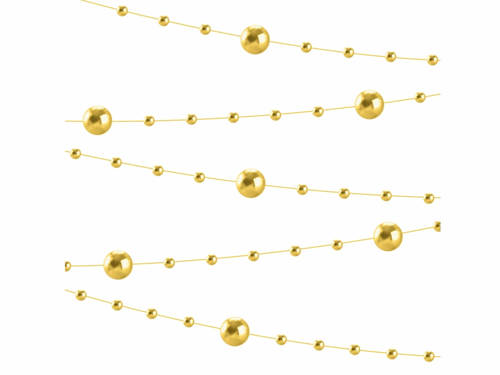 Beaded garland 6,5 m, gold, 1 pcs