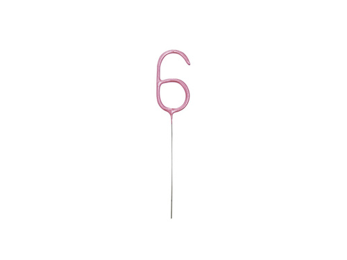 Birthday Rose Pink Glitz Number 6 Sparkler - 18 cm - 1 pc