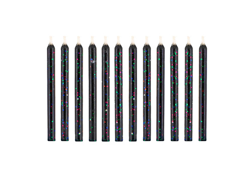 Birthday candles, black - 12 pcs