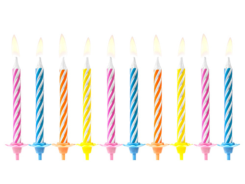 Birthday candles, colour mix - 10 pcs